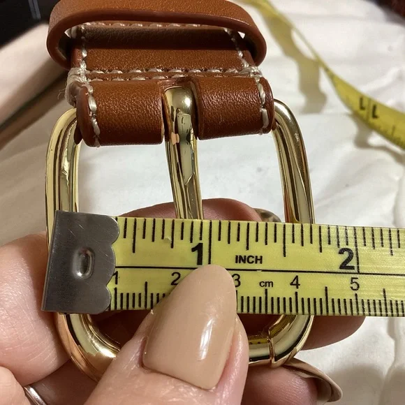 Talbots Womens Genuine Leather Belt Size L Tan Brown Minimalist Workwear Classic - Picture 11 of 16